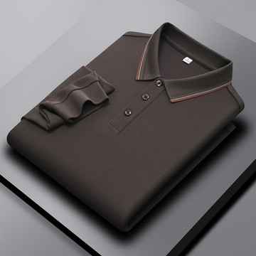 【新款熱賣】男裝秋季專柜同款長袖恤男商務休閑中年男士桑蠶絲polo衫男