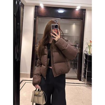 肯豆風立領羽絨服女冬季小個子寬松羽絨棉加厚面包服短款棉襖外套