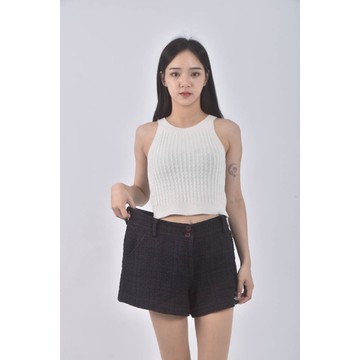 (3XL) iris girls高腰格紋灰色短褲二手衣