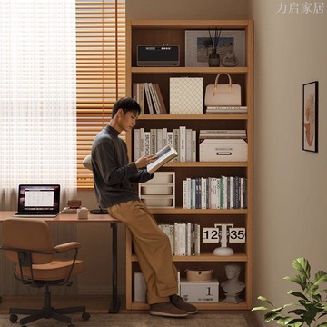 書架簡易落地置物架家用收納一體多層櫃子客廳靠墻學生書櫃儲物櫃