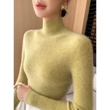 一線成衣100純羊毛半高領毛衣女內搭新款冬季修身打底洋氣針織衫
