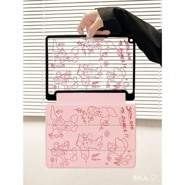 【防彎亞克力】適用于ipad保護套pro11平板殼ipad10/9十代2022趣味卡通10.9寸透明air5帶筆槽2021硬mini6三折