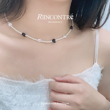 售完絕版‼️『韓國🇰🇷限量連線！愛心珍珠項鍊』Rencontre 316鋼 珍珠項鍊 韓國項鍊