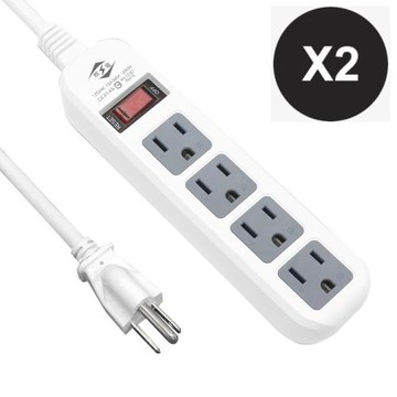 【威電】2入組CK-3146-12 3孔1開4座 電腦 直向插座 延長線 12尺/3.6M(過載斷電 電源線組)