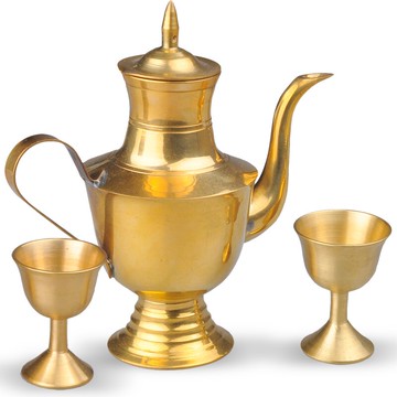 普生緣黃銅酒壺酒杯可自用觀音道具工藝品倒酒大小號擺件