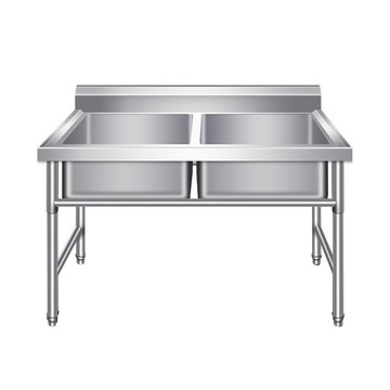 304不銹鋼水槽單槽雙槽帶支架洗手盆廚房洗菜拖把池家用商用水池[DD160109]