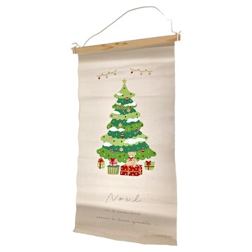 日本刺繡聖誕裝飾樹布掛軸  L(54.5 x 28cm)  1個  米色