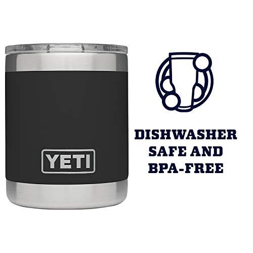 YETI Rambler 10オンス ローボール 蓋付き 真空断熱 ステンレス製、ブラック