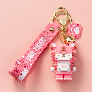 可愛卡通老虎鑰匙扣掛件創意情侶一對汽車鏈鎖匙圈環個性書包掛飾