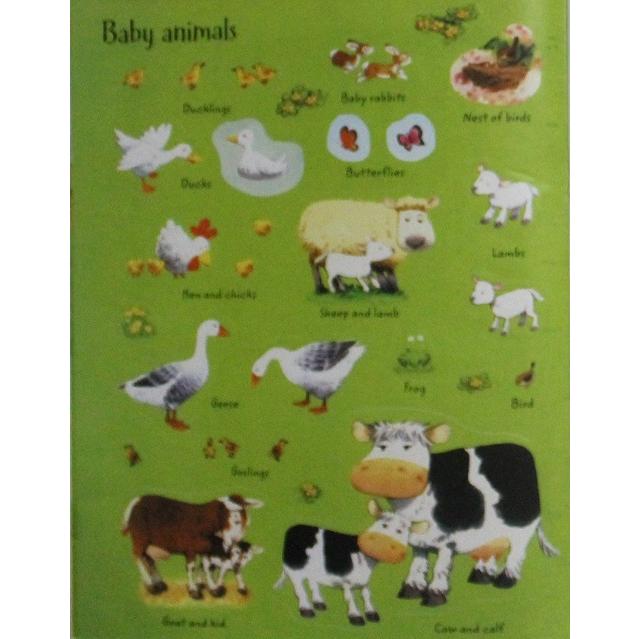 シール貼り絵本 シールブック 農場の動物 ４歳 ５歳  ６歳 生活 自然 世界 英語  洋書 usborne  情操教育 シール貼り プレゼント