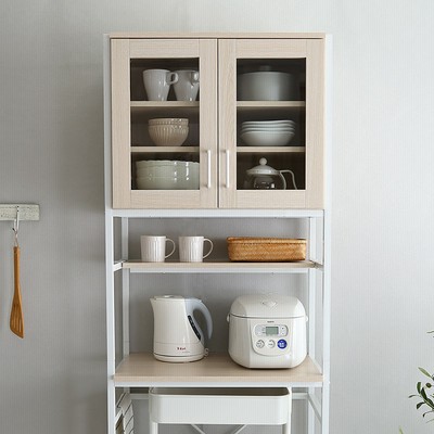 食器棚 家電 棚 食器棚・レンジ台（ウォルナット/ホワイト/ナチュラル）ハイ
