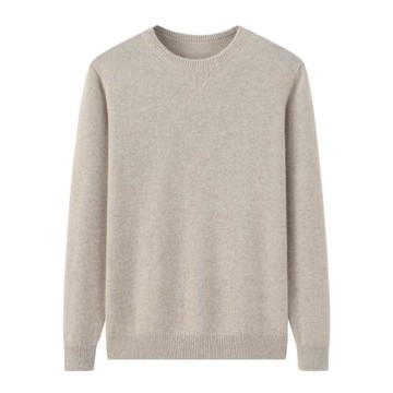 秋冬新款男純羊絨圓領套頭毛衣時尚純色柔軟保暖休閑打底針織衫