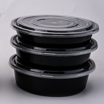 熱銷880/1080/1280ml圓形高蓋外賣餐盒甜品沙拉香鍋冒菜打包盒凸蓋