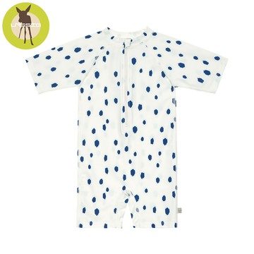 德國 Lassig - 嬰幼兒抗UV短袖連身式泳裝-靛藍點點