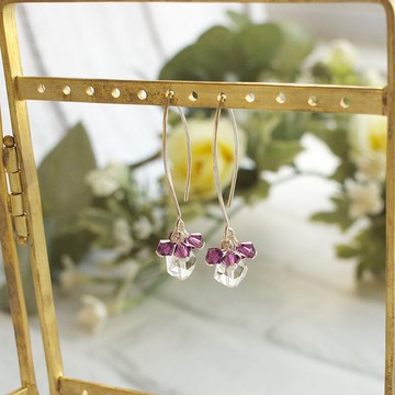 紫蘿蘭 冰感水晶 手工純銀耳環 禮物訂製