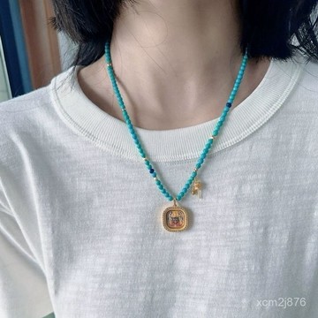 🙏🏻紫南宮過爐 開光🔥七月初更新-紮基拉姆擦擦小唐卡新中式國風串珠小衆輕奢高級項鏈女 LBKT