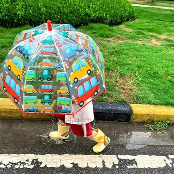 桃園發貨免運『透明雨傘』 韓係汽車男童幼兒園小學生兒童傘可愛加厚手開長柄傘寶寶透明 雨傘
