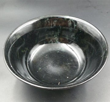 天然玉石A貨新疆和田玉墨玉碗金飯碗擺件墨玉碗廠家直銷