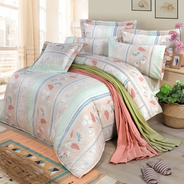 【多利寶寢具】FITNESS 精梳棉雙人特大七件式床罩組-安東尼爾-橘