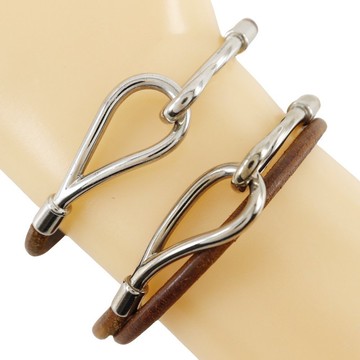 【日本直送】愛馬仕 HERMES Jumbo 手鍊 頸鍊組 皮革 棕色 約 9.9g 女仕【二手】