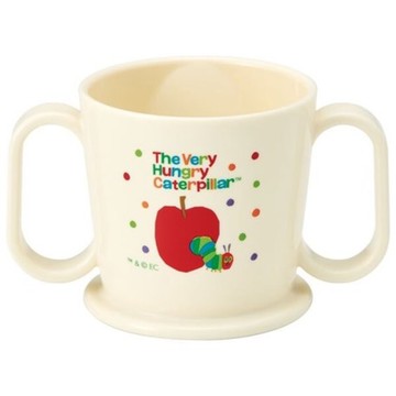 日本製 SKATER 艾瑞卡爾 好餓的毛毛蟲 雙把手水杯 200ml 練習杯 學習杯 兒童水杯【南風百貨】