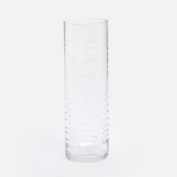 伊登透明玻璃花器30cm 圓柱線條