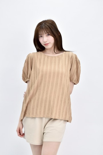 (L) ob style條紋棕色短袖上衣