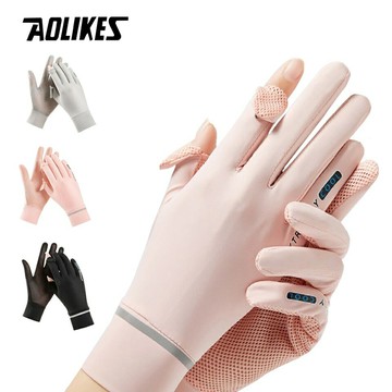Aolikes 夏季冰絲半指手套女透氣薄款無指手套戶外騎行駕駛手套防曬連指手套