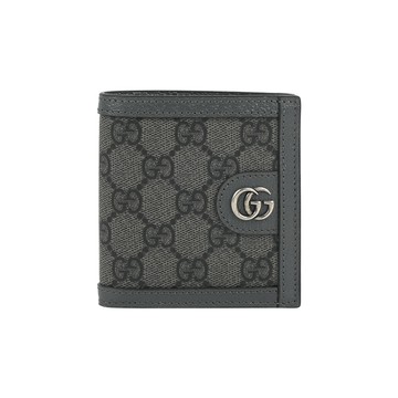 GUCCI Ophidia GG Supreme 短版對開6卡短夾(灰色)