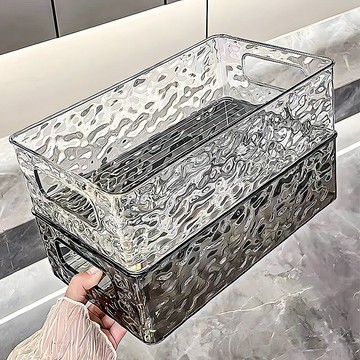 台灣出貨👑桌面收納盒 冰川紋收納盒 化妝品盒 輕奢收納盒 桌上收納盒 透明收納盒 桌面整理盒 桌面收納筐