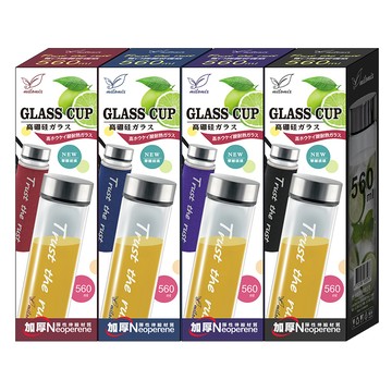 milomix 寬口耐熱玻璃水瓶 560ml 附套