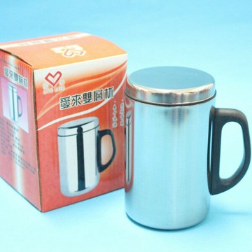 不鏽鋼鋼杯 愛來 雙層保溫杯 350ml 不鏽鋼 茶杯 /一個入(定99) AL45587 辦公杯加杯蓋 -愛-智