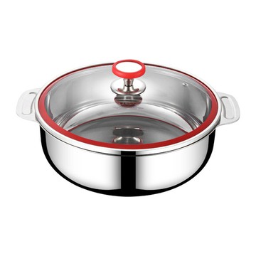 304不銹鋼火鍋三層覆合鋼清湯鴛鴦涮涮鍋盆海鮮平底鍋電磁爐通用
