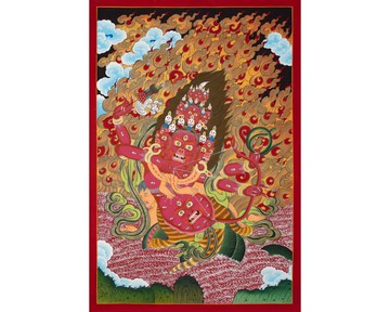 羅睺羅護法神唐卡－藏傳佛教忿怒護法神－神聖的阿塔