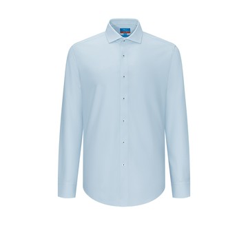 免熨防皺多面彈性吸濕排汗速乾暗紋長袖上班襯衫/淺藍色 | 5612322261