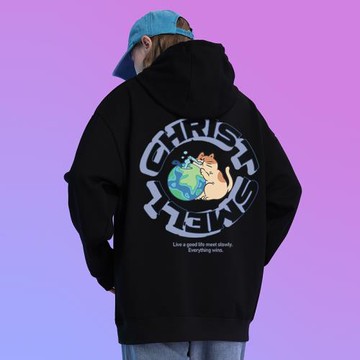 韓系ins寬松甜美軟妹加絨連帽衛衣女oversize慵懶風顯瘦上衣秋冬