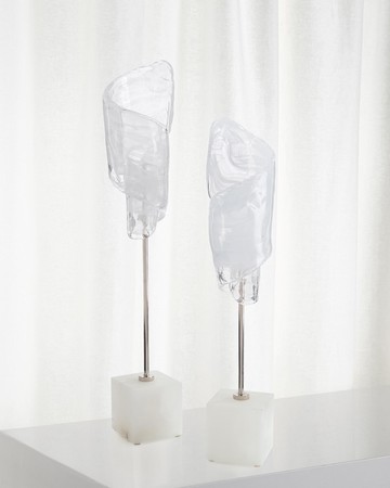 Hint of Clear Glass Curls, Set of 2
