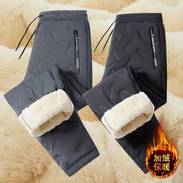 秋冬季羽絨棉褲女外穿中老年人媽媽加絨加厚保暖防寒夾棉休閑褲子