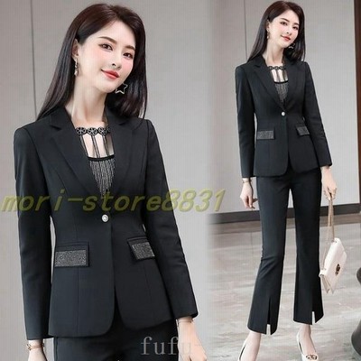 レディース セットアップスーツ スリム ストライプ エレガント レジャー スーツ 上下 2点セット ジャケット パンツ 春 秋 冬 超人気の