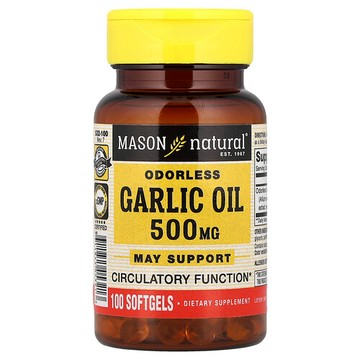 Mason Natural, 無臭大蒜油，500 毫克，100 粒軟膠囊