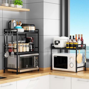多功能廚房收納架多層臺面微波爐架置物架烤箱電飯煲收納可伸縮架