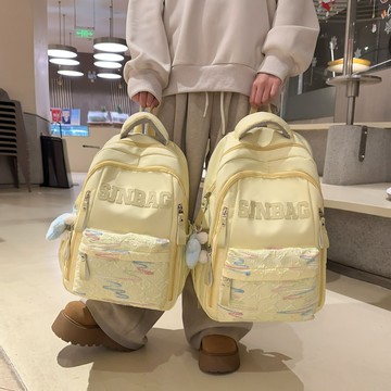 熱銷💯輕便書包初中女生2026新款高顔值大容量結實耐用高中小學生雙肩包 多層加厚雙肩包 後背包耐重輕量防潑水電腦 MOM