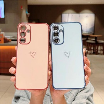 電鍍鏤空小愛心適用三星a56手機殼a16/a15/a25/a35/a36硅膠軟殼a53/a54/a55防摔a14/a24/a34女款a13/a23/a33