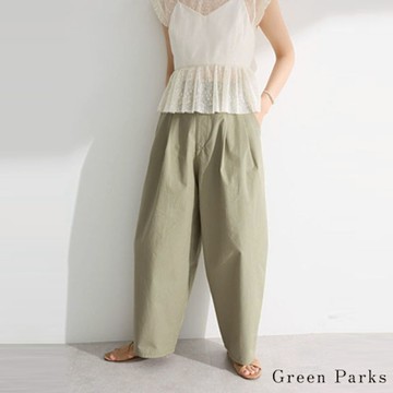 【Green Parks】寬鬆繭型休閒長褲