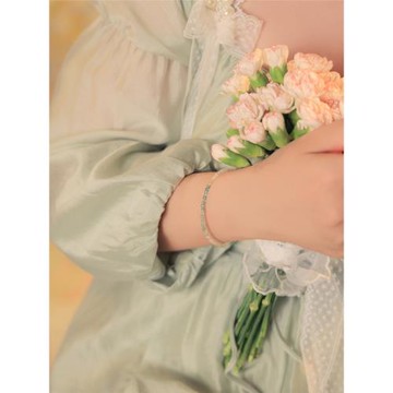 玖山禾清透天然黃綠水晶手串女純銀小眾漸變色方糖串珠疊戴細手鏈