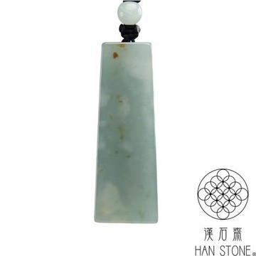【漢石齋】天然翡翠A貨 平安無事牌玉佩項鍊 冰種飄花灑金(15*9*42mm)