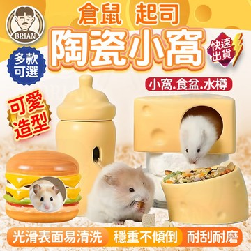 陶瓷小窩【布萊恩👨🏻隔日到貨】起司奶酪陶瓷窩 倉鼠房子 漢堡窩 躲避屋 陶瓷窩 芝士窩 水樽 食盆 倉鼠用品 小寵降溫