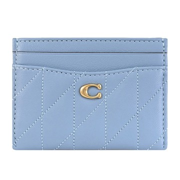 COACH CM434 簡約LOGO絎縫隨身名片夾/卡夾.淺藍色