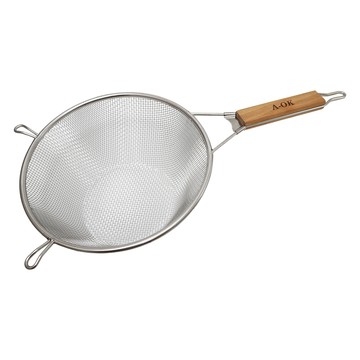 一品川流 A-OK 304不鏽鋼木柄油炸網-22cm