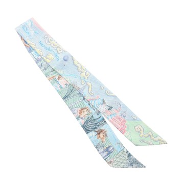 HERMES 愛馬仕 City of Life Twilly 絲巾 絲綢 藍色 【二手名牌BRAND OFF】